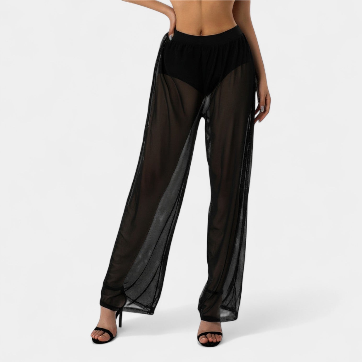 Noir | Women’s Wide-Leg Mesh Trousers