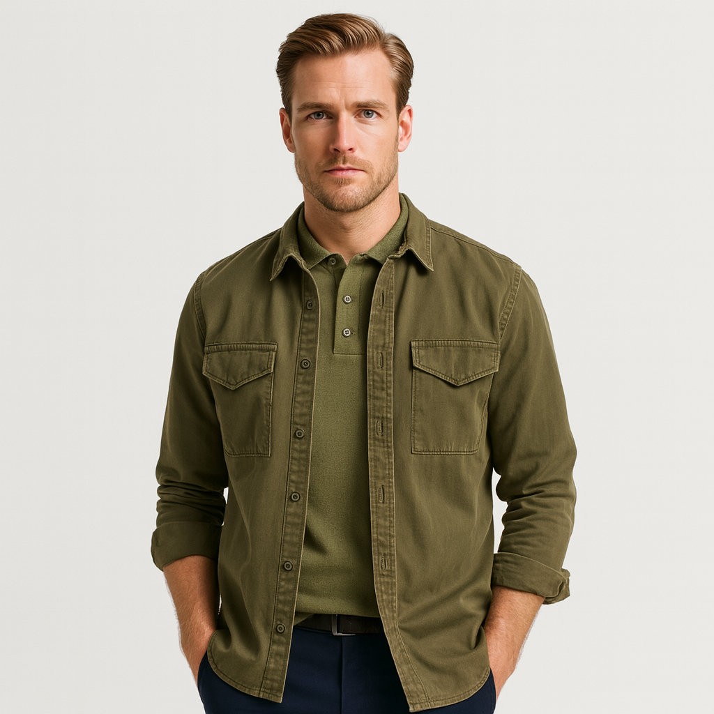 Noir | Men’s Cotton Utility Overshirt-Noir-Olive Green-XS-Noir
