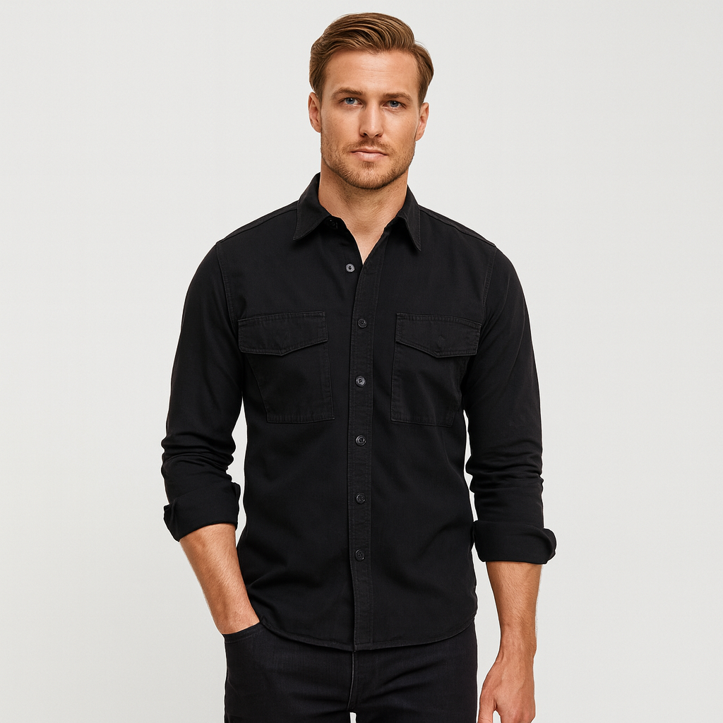 Noir | Men’s Cotton Utility Overshirt-Noir-Black-XS-Noir