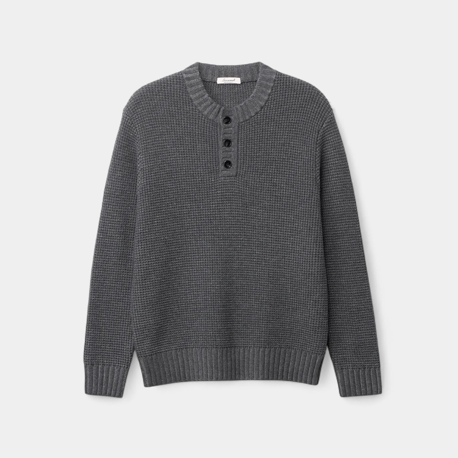 Noir | Men’s Merino Wool Henley Jumper-Noir-Grey-S-Noir