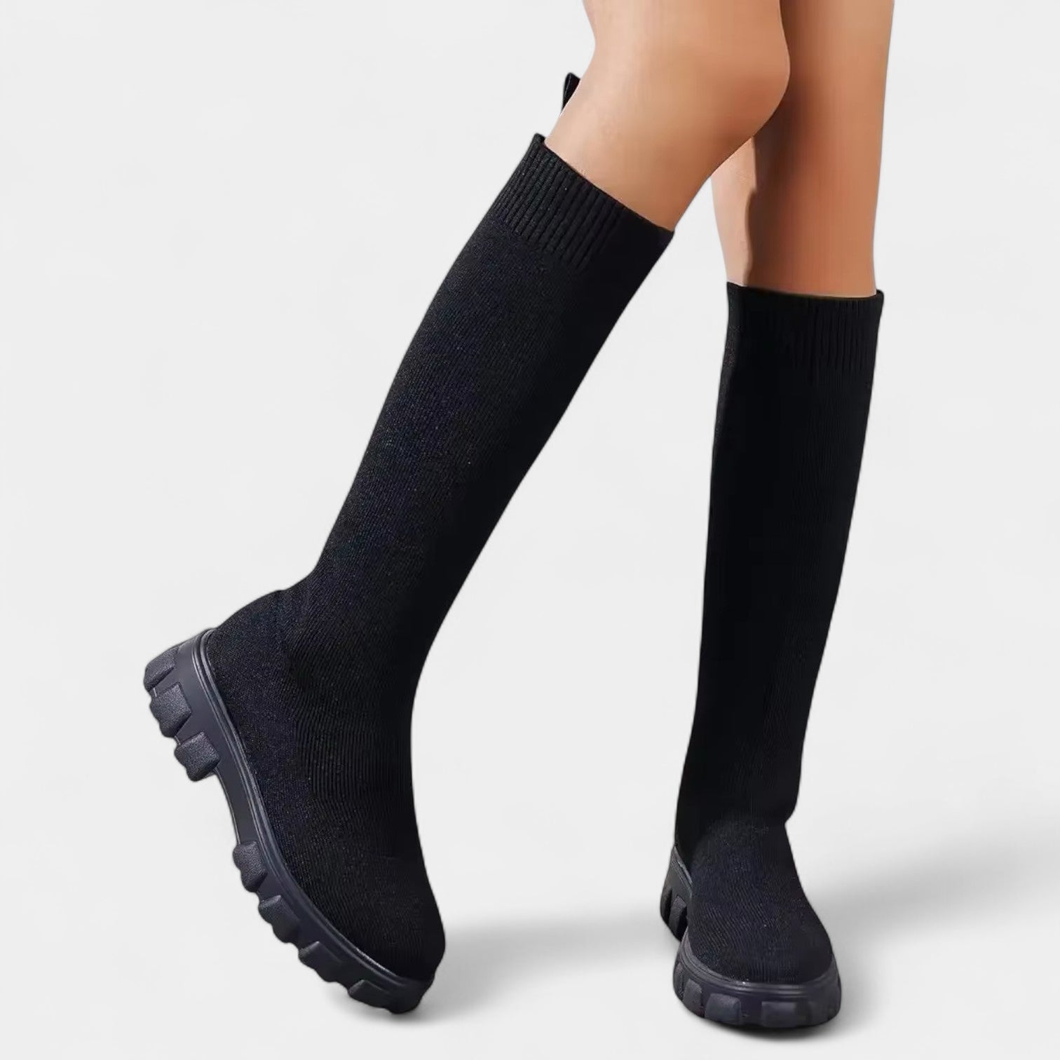 Noir | Stretch Knee High Boots