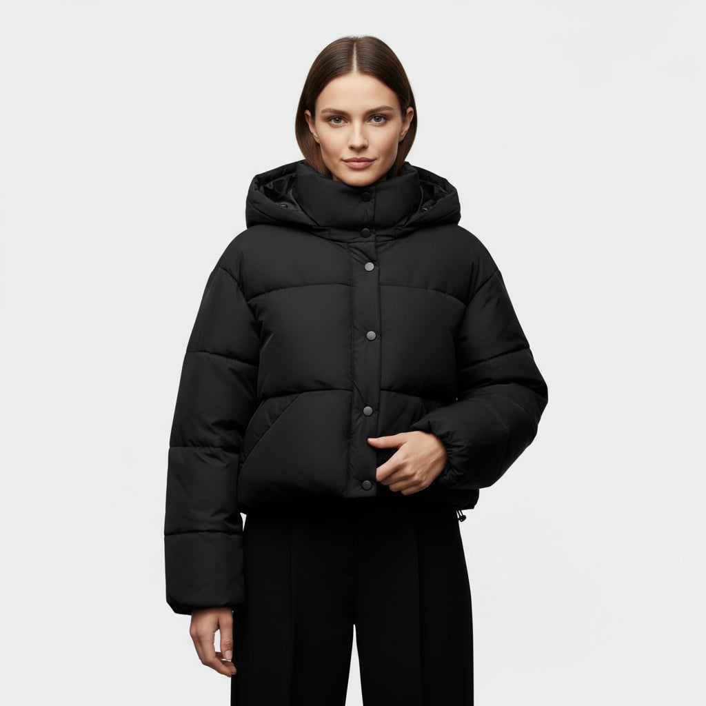 Women’s Short Puffer Jacket with Hood
