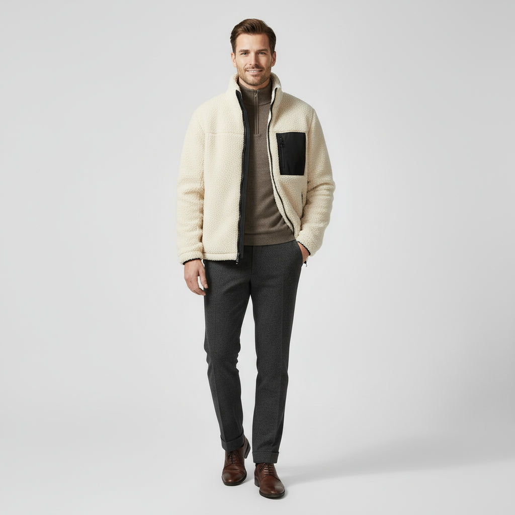 Men’s Reversible Puffer Jacket – Sherpa Fleece & Padded Winter Coat