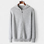 Noir | Men's Classic Cashmere Zip Cardigan - Hooded-Noir-Noir