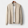 Noir | Men's Full-Zip Cashmere Cardigan - Mock Neck-Noir-Noir