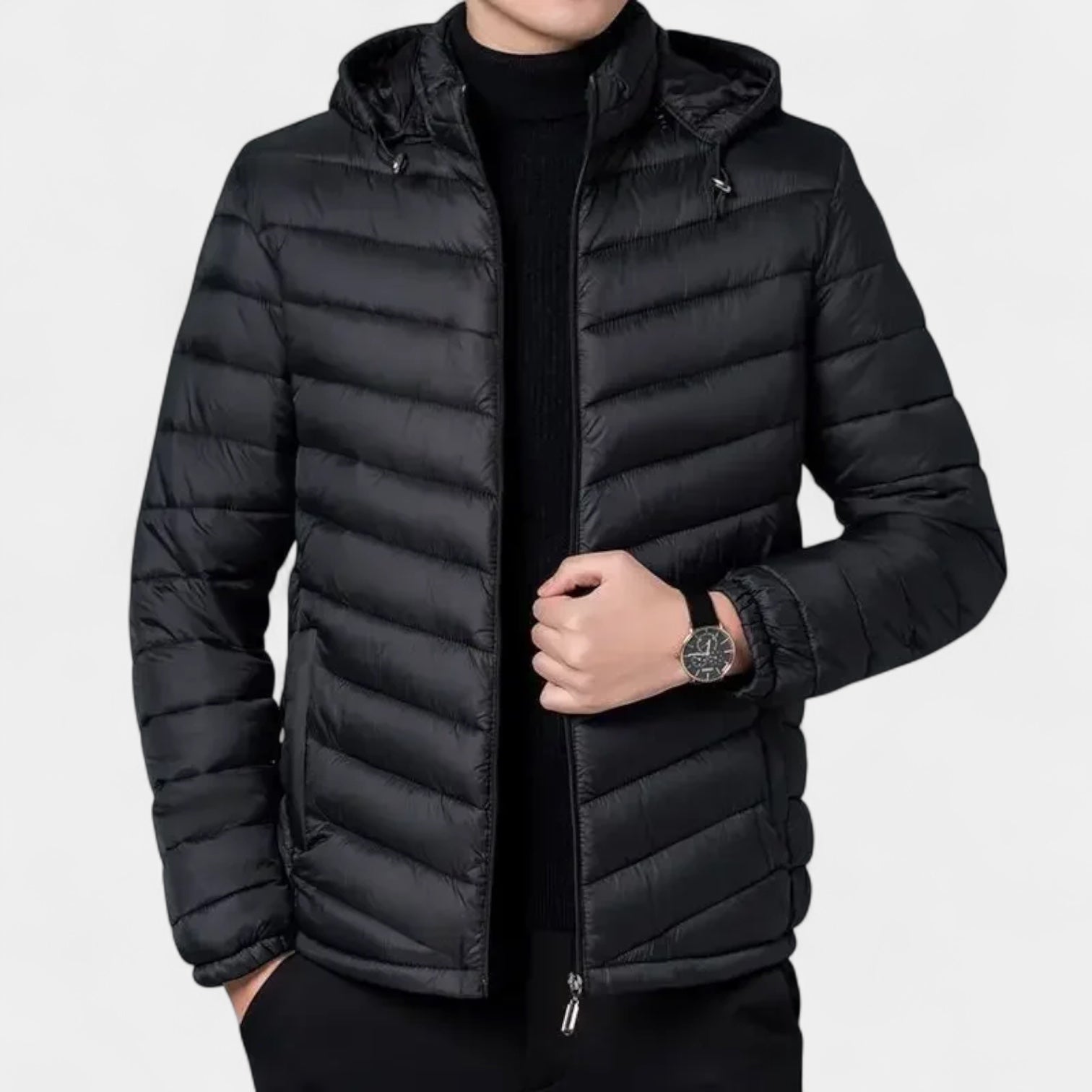 Noir | Men's Lightweight Puffer Jacket-Noir-Black-XS-Noir