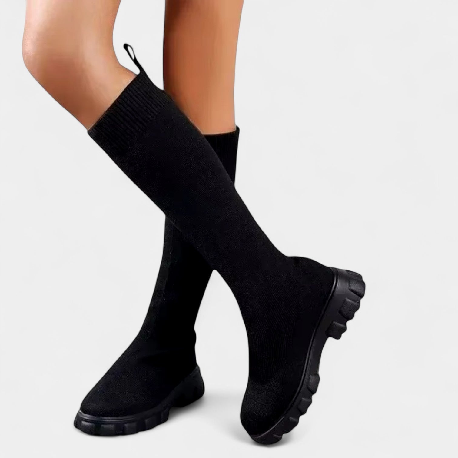 Noir | Stretch Knee High Boots