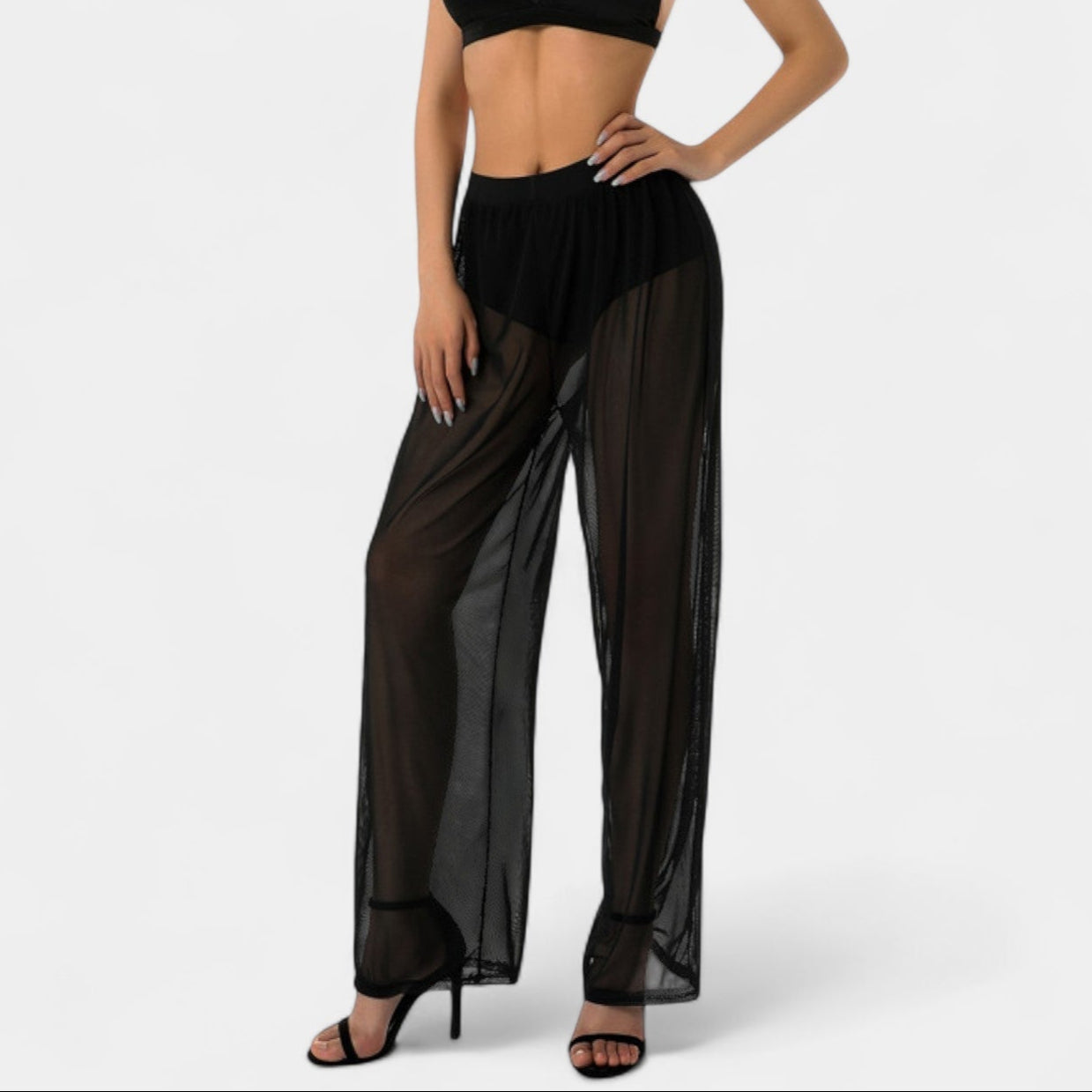 Noir | Women’s Wide-Leg Mesh Trousers