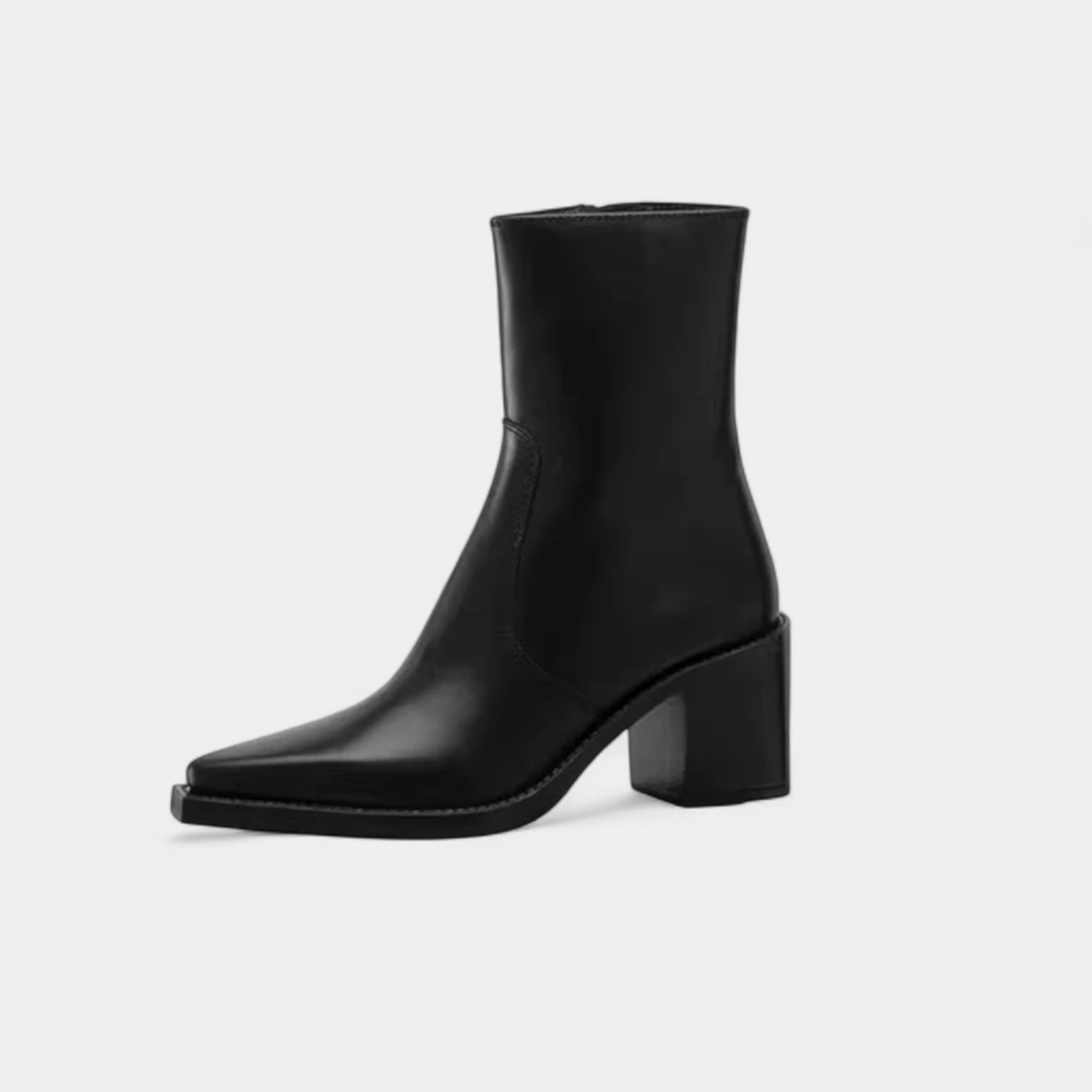 Noir | Women's Leather Ankleboots Side Zip-Noir-Noir