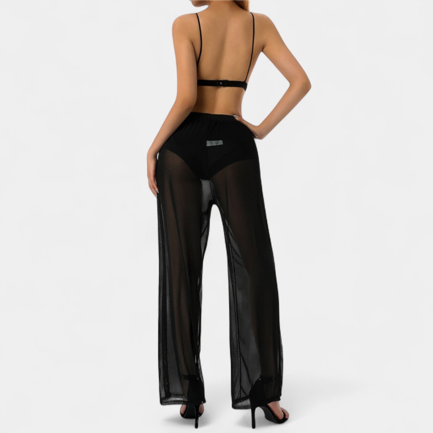 Noir | Women’s Wide-Leg Mesh Trousers