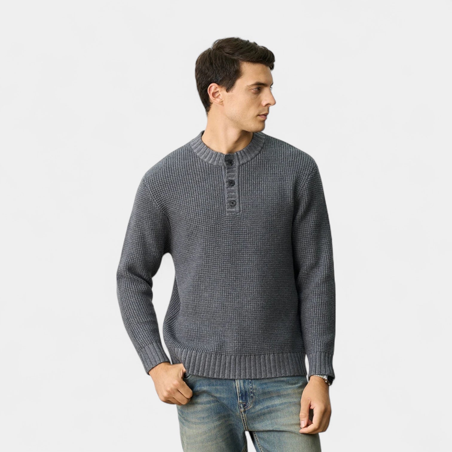 Noir | Men’s Merino Wool Henley Jumper