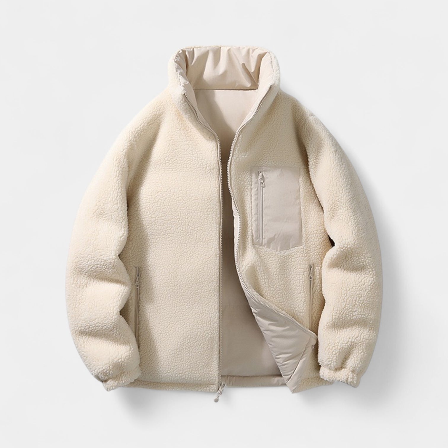 Men’s Reversible Puffer Jacket – Sherpa Fleece & Padded Winter Coat