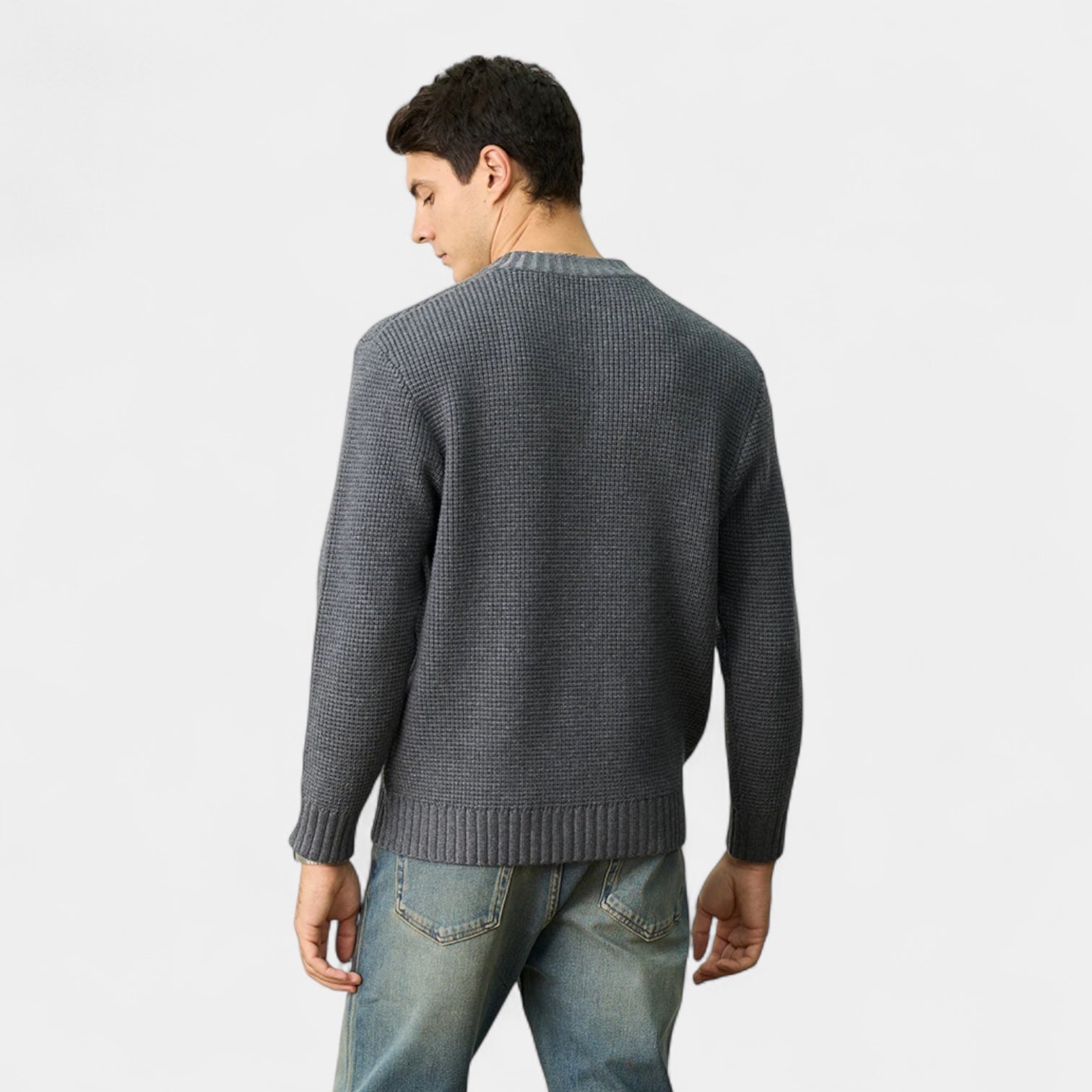 Noir | Men’s Merino Wool Henley Jumper-Noir-Noir