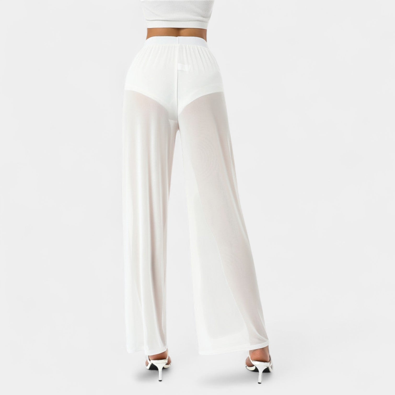 Noir | Women’s Wide-Leg Mesh Trousers