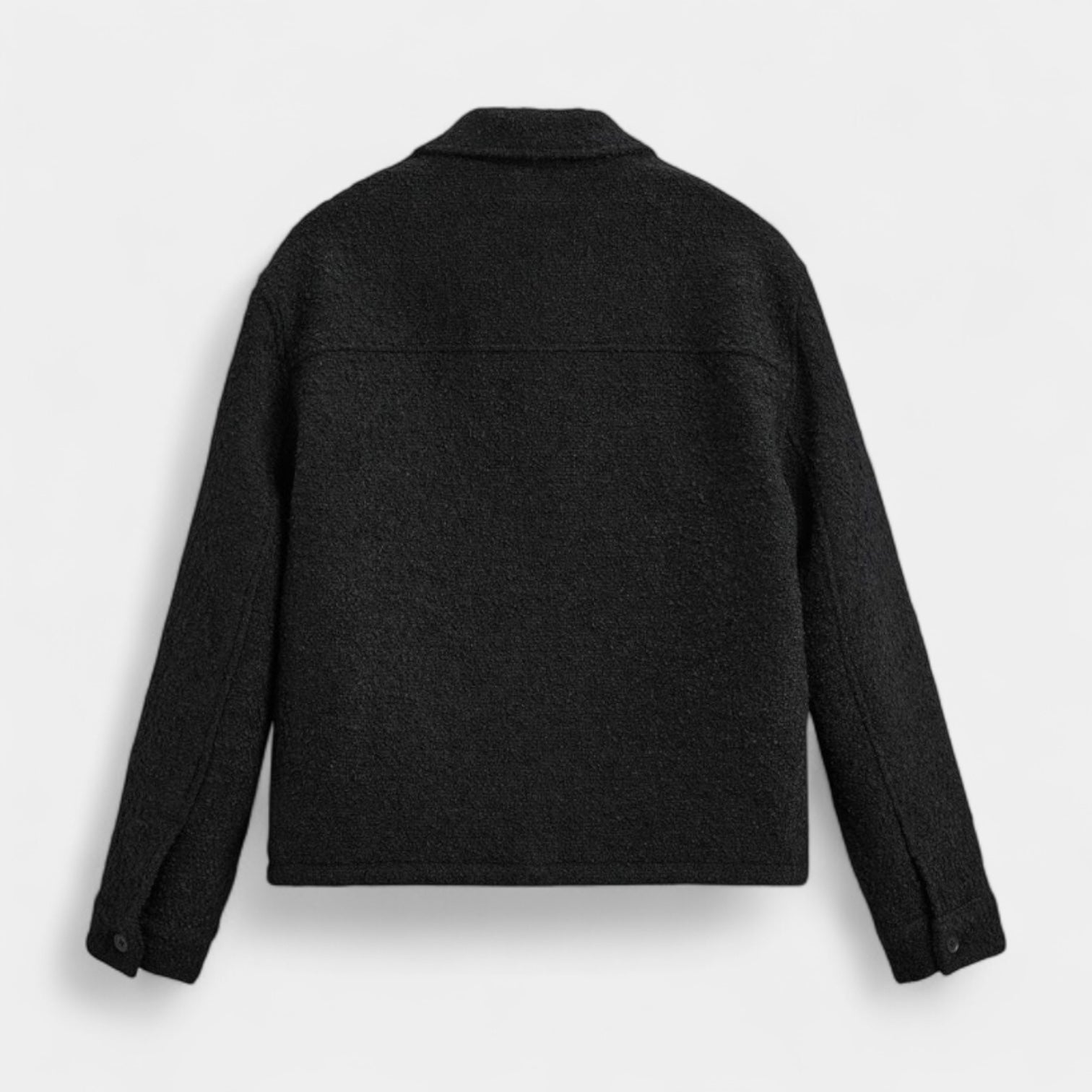 Noir | Men’s Textured Wool Overshirt-Noir-Noir