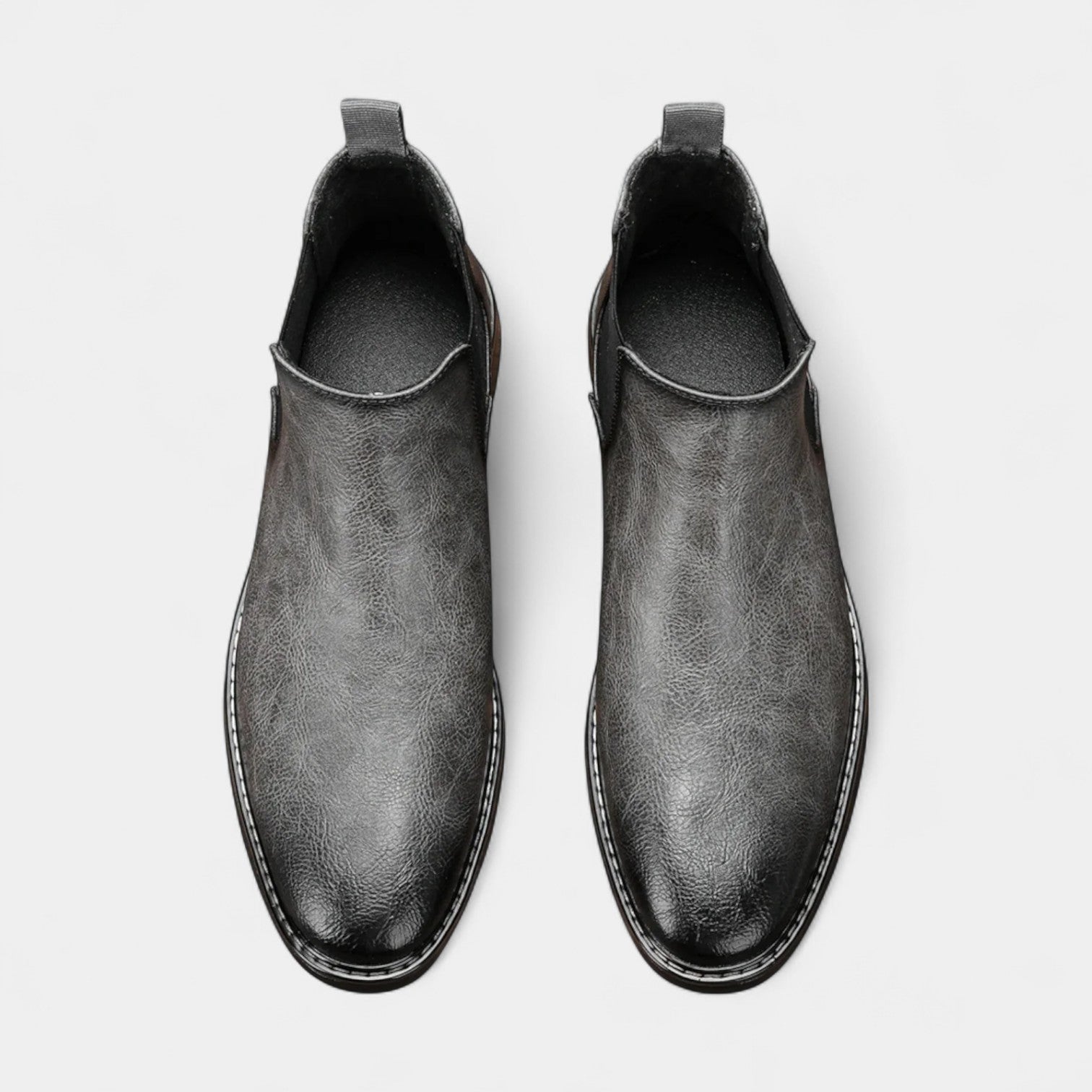 Noir | Men's High Chelsea Leather Boots-Noir-Noir