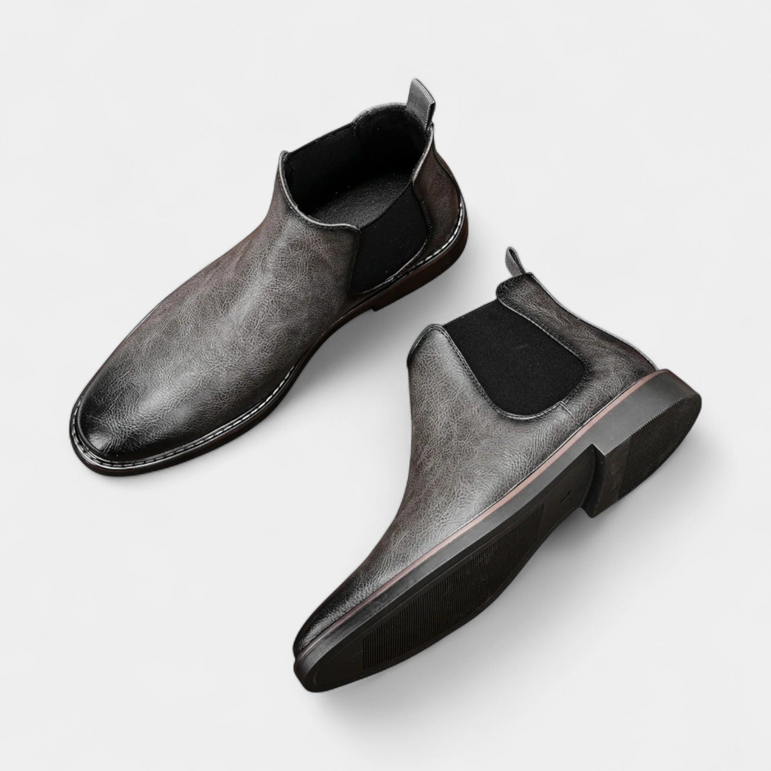 Noir | Men's High Chelsea Leather Boots-Noir-Noir