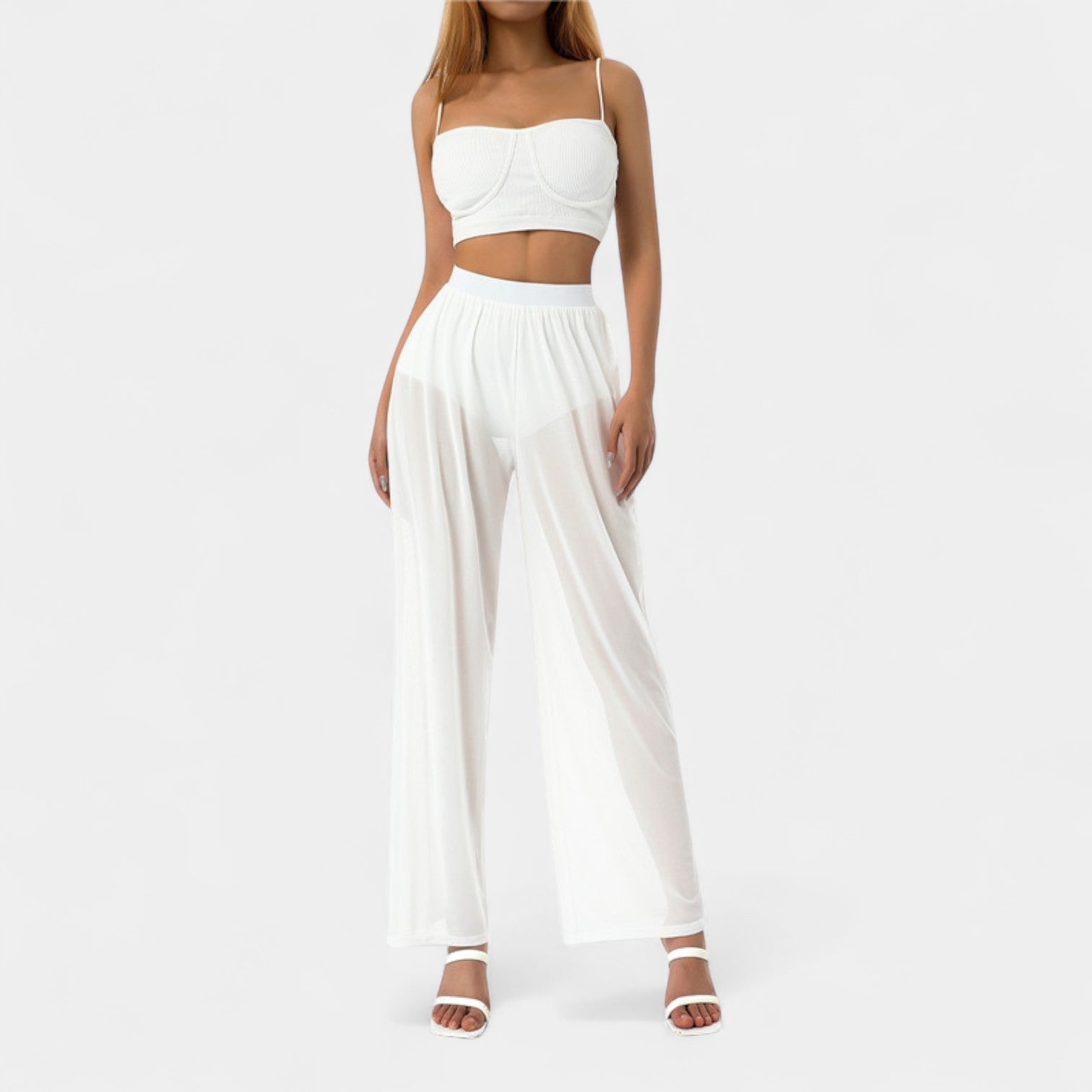Noir | Women’s Wide-Leg Mesh Trousers
