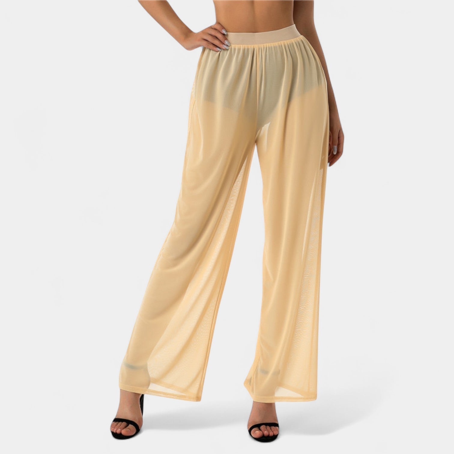 Noir | Women’s Wide-Leg Mesh Trousers
