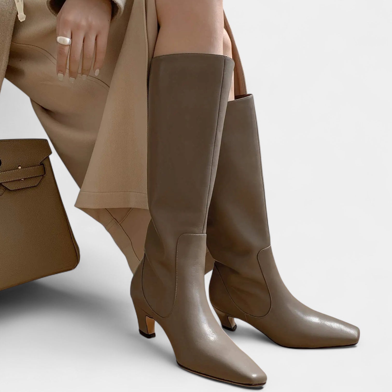 Noir | Women's Leather Knee High Boots-Noir-Noir