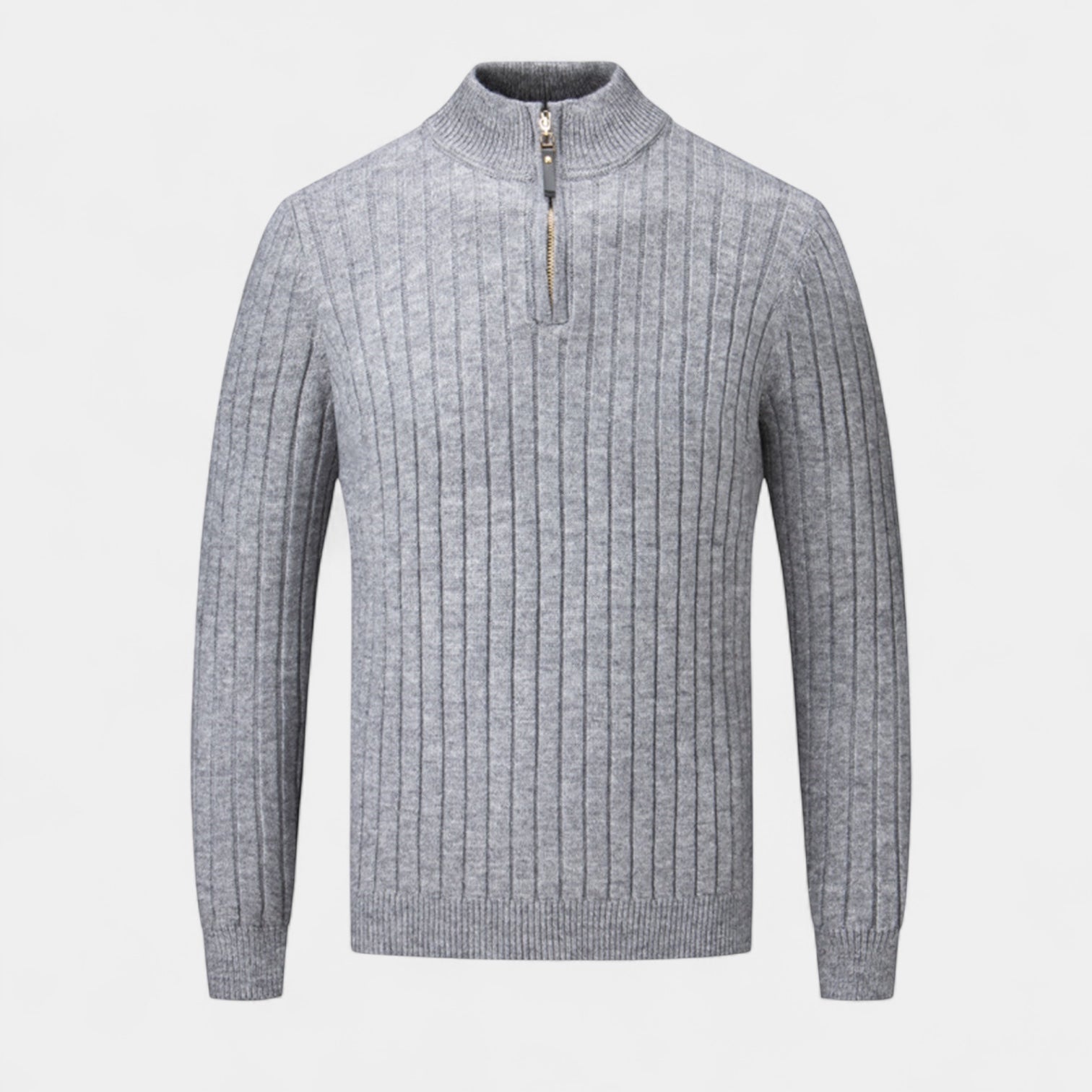 Noir | Men's Essential Woolen Quarter-Zip Jumper-Noir-Noir