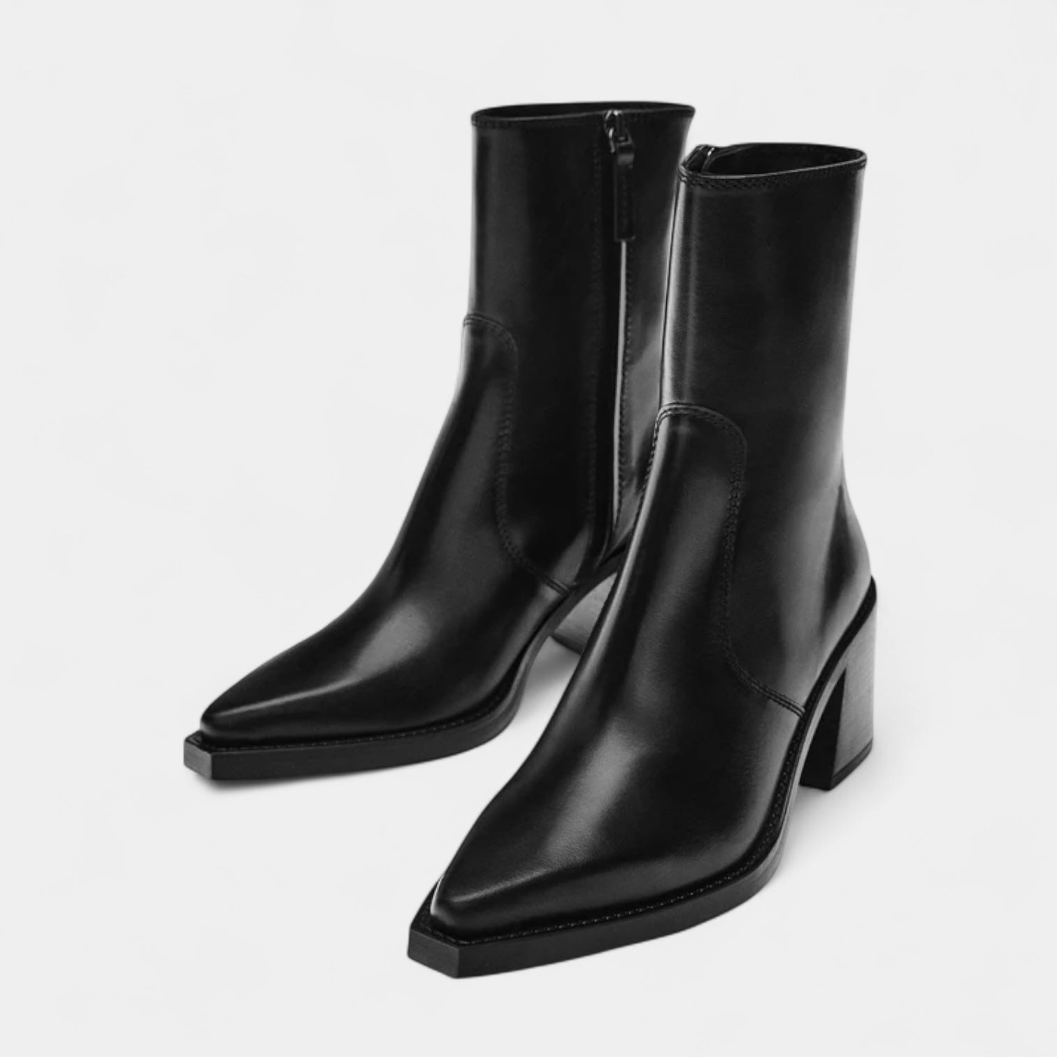 Noir | Women's Leather Ankleboots Side Zip-Noir-Black-36-Noir