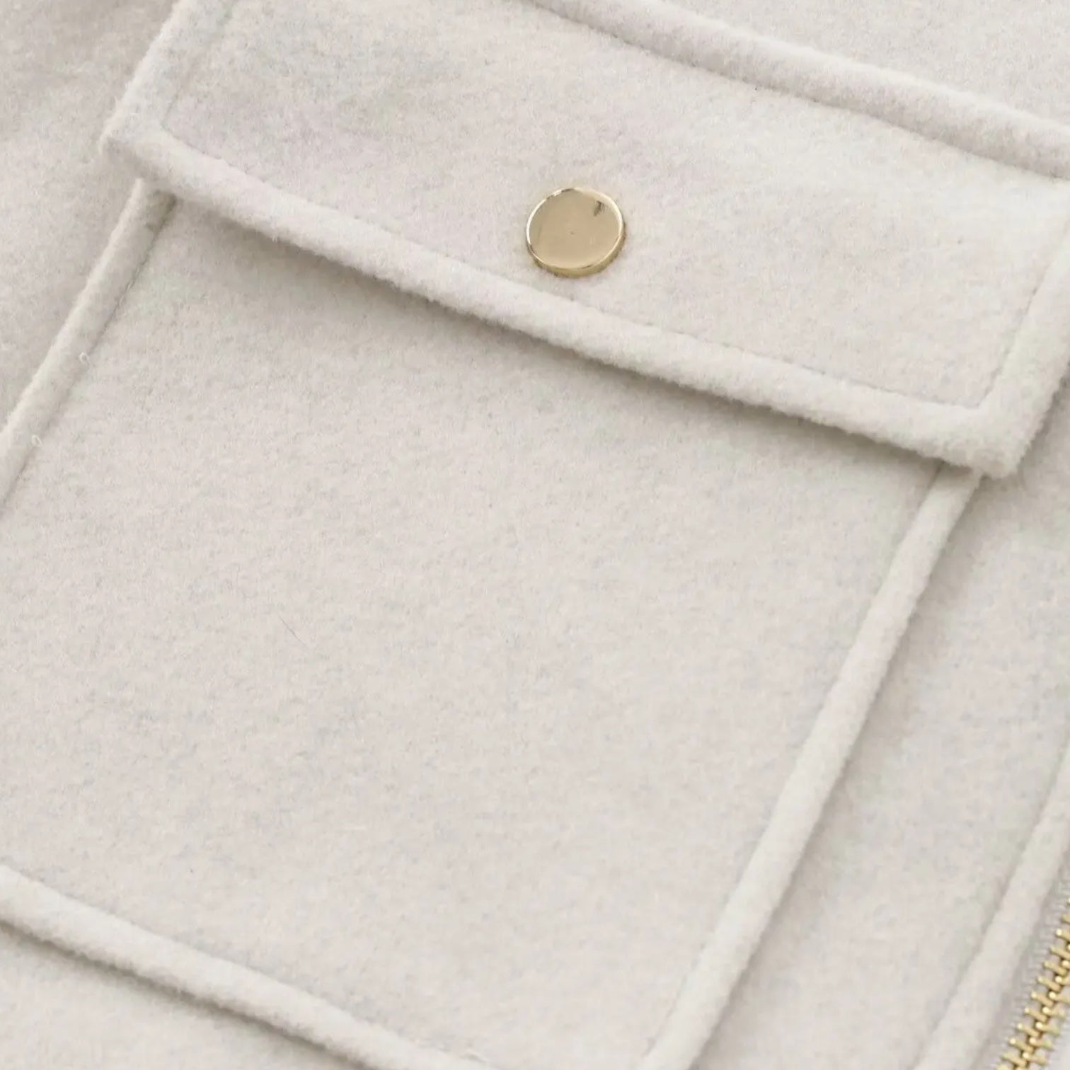 Women’s Wool-Blend Short Zip-Up Jacket - Shirt Collar