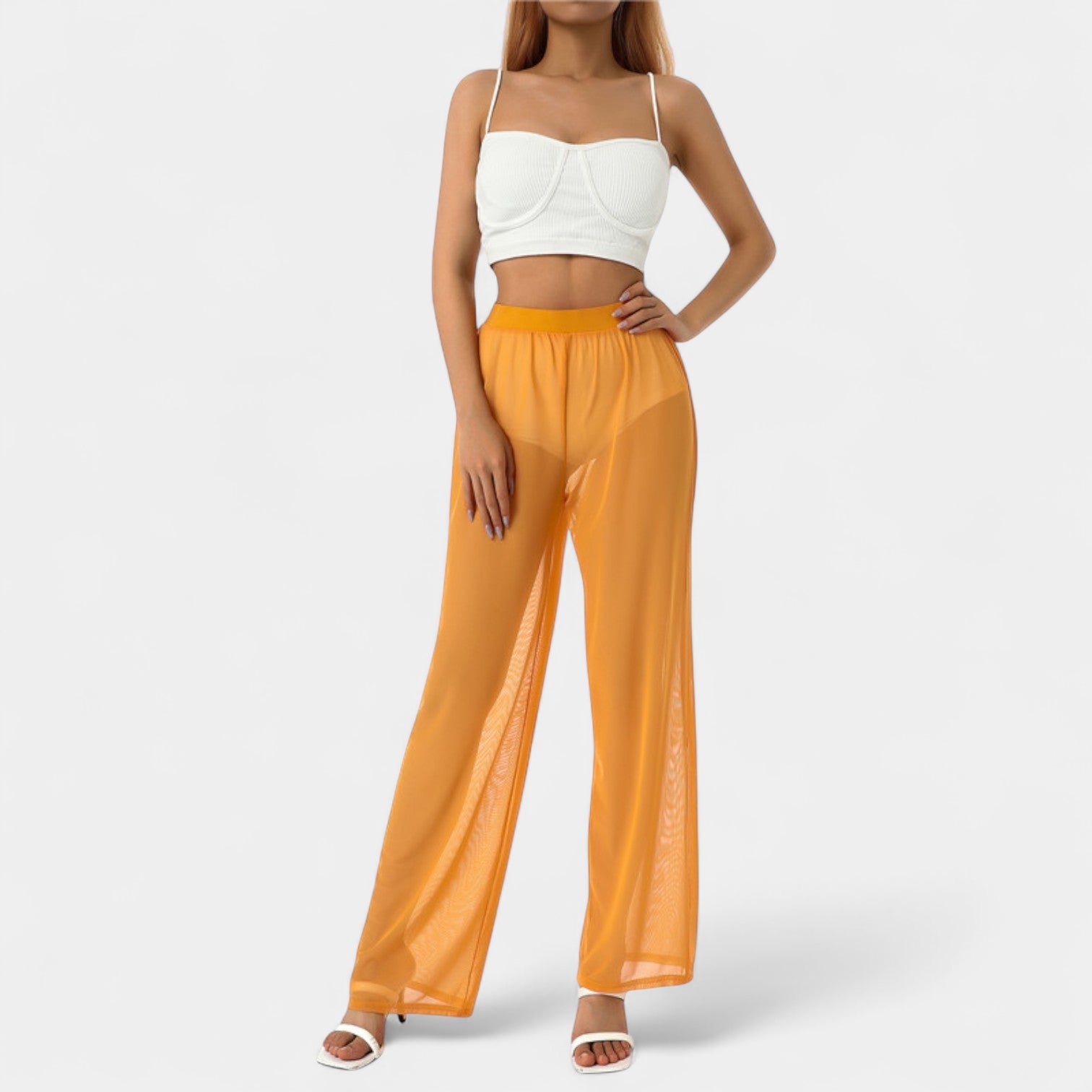Noir | Women’s Wide-Leg Mesh Trousers