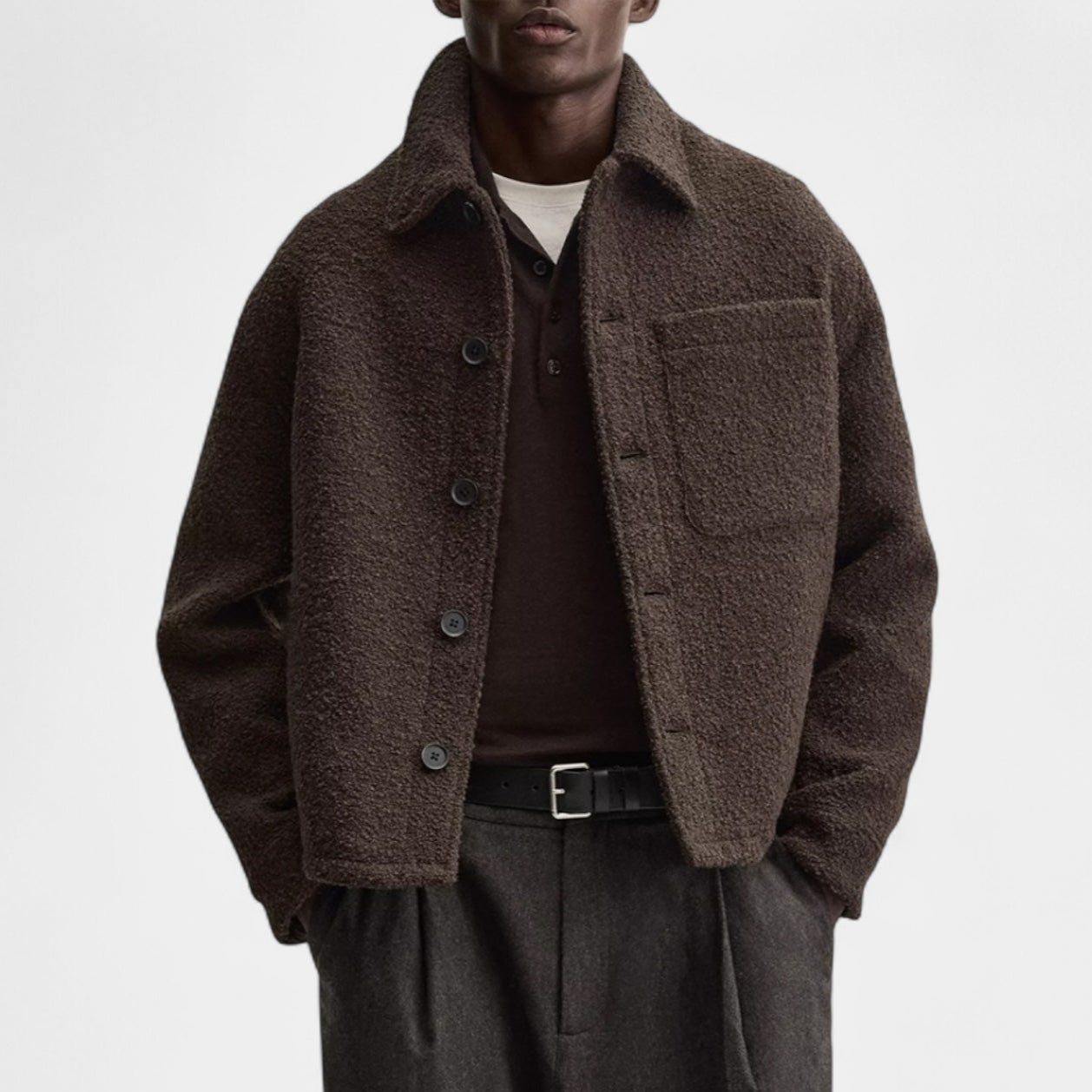 Noir | Men’s Textured Wool Overshirt-Noir-Coffee Brown-S-Noir