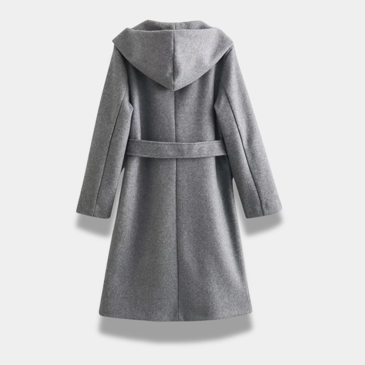 Noir | Women’s Hooded Long Coat - Belted-Jackets-Noir-Noir