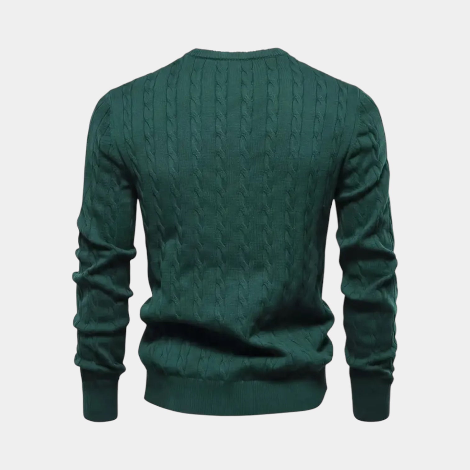 Men’s Cable-Knit Sweater – Classic Crew Neck Jumper