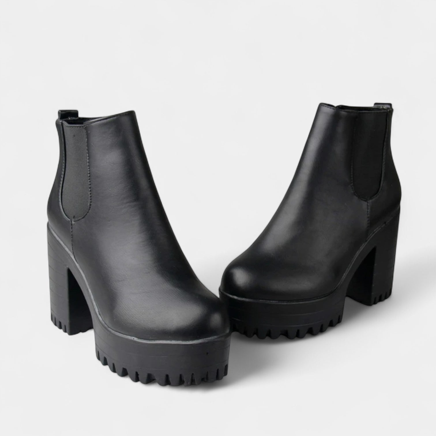 Noir | Women's Block Heel Ankle Boots-Boots-Noir-Noir