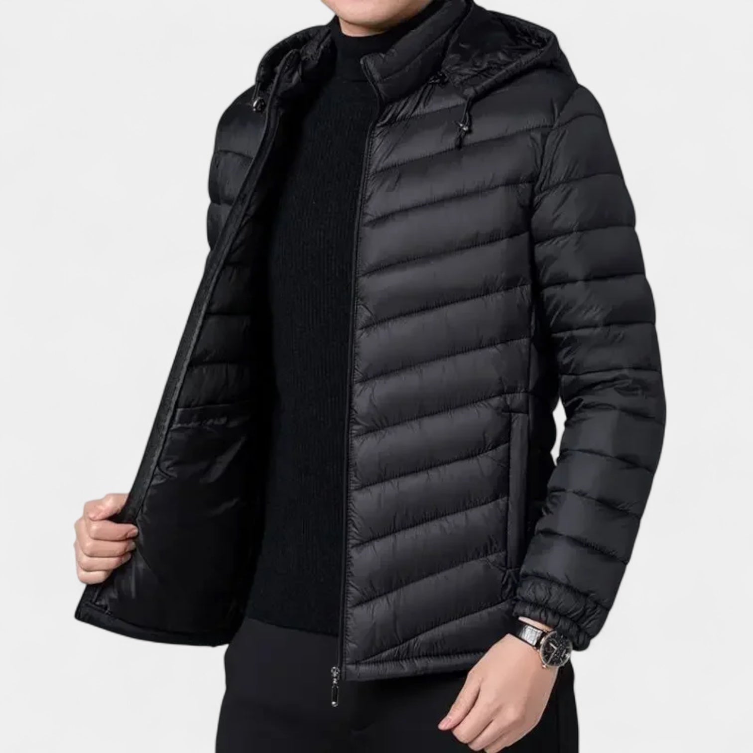 Noir | Men's Lightweight Puffer Jacket-Noir-Noir