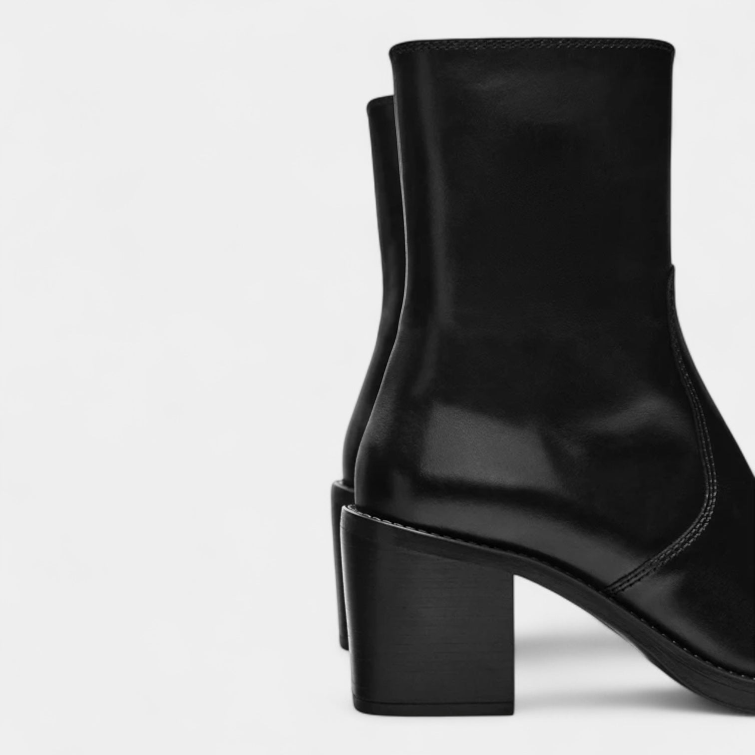 Noir | Women's Leather Ankleboots Side Zip-Noir-Noir