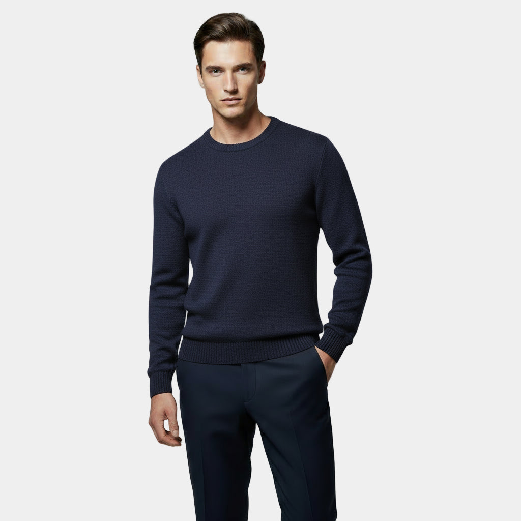 Men's Cotton Crew-Neck Sweater – Lightweight Fine-Knit Jumper