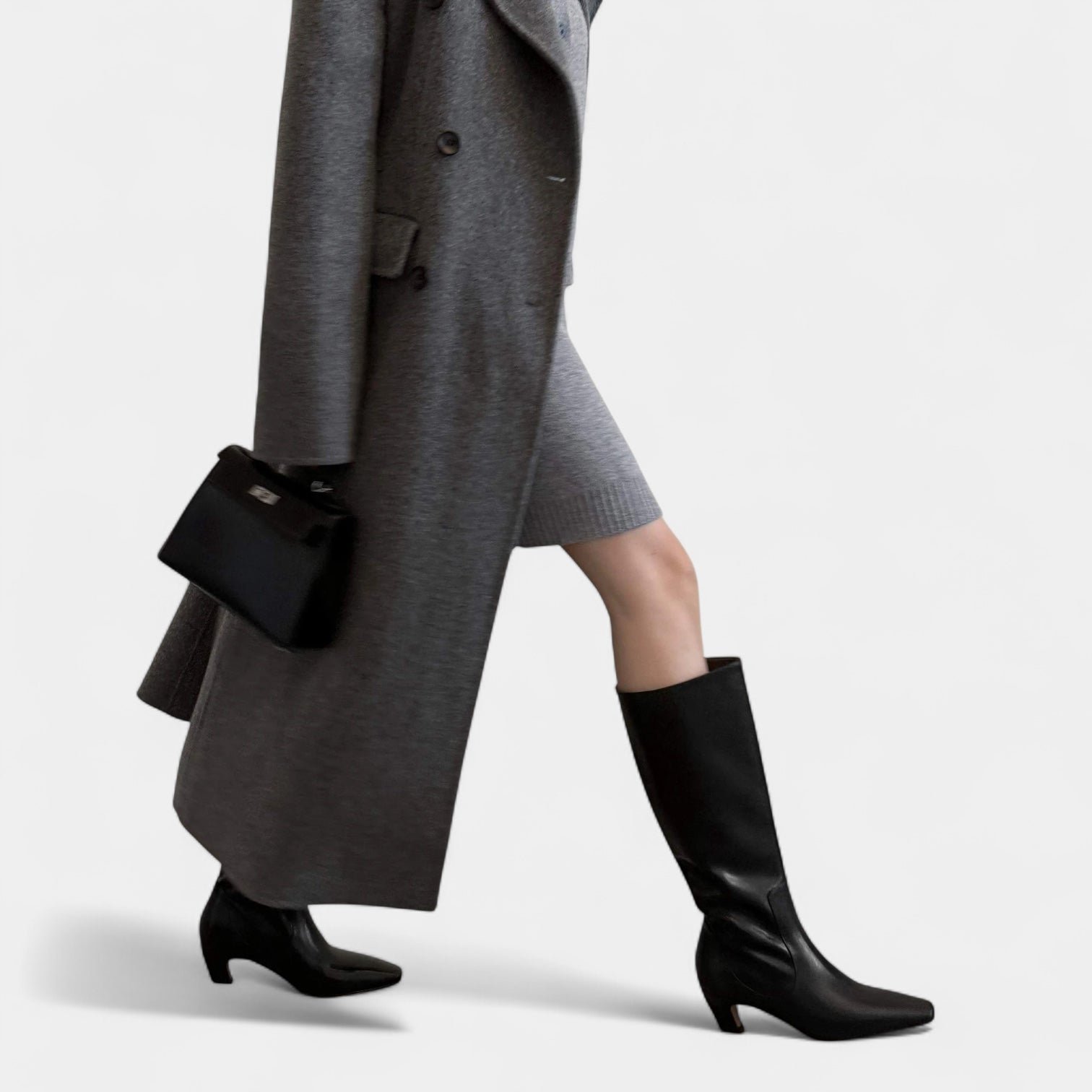 Noir | Women's Leather Knee High Boots-Noir-Noir
