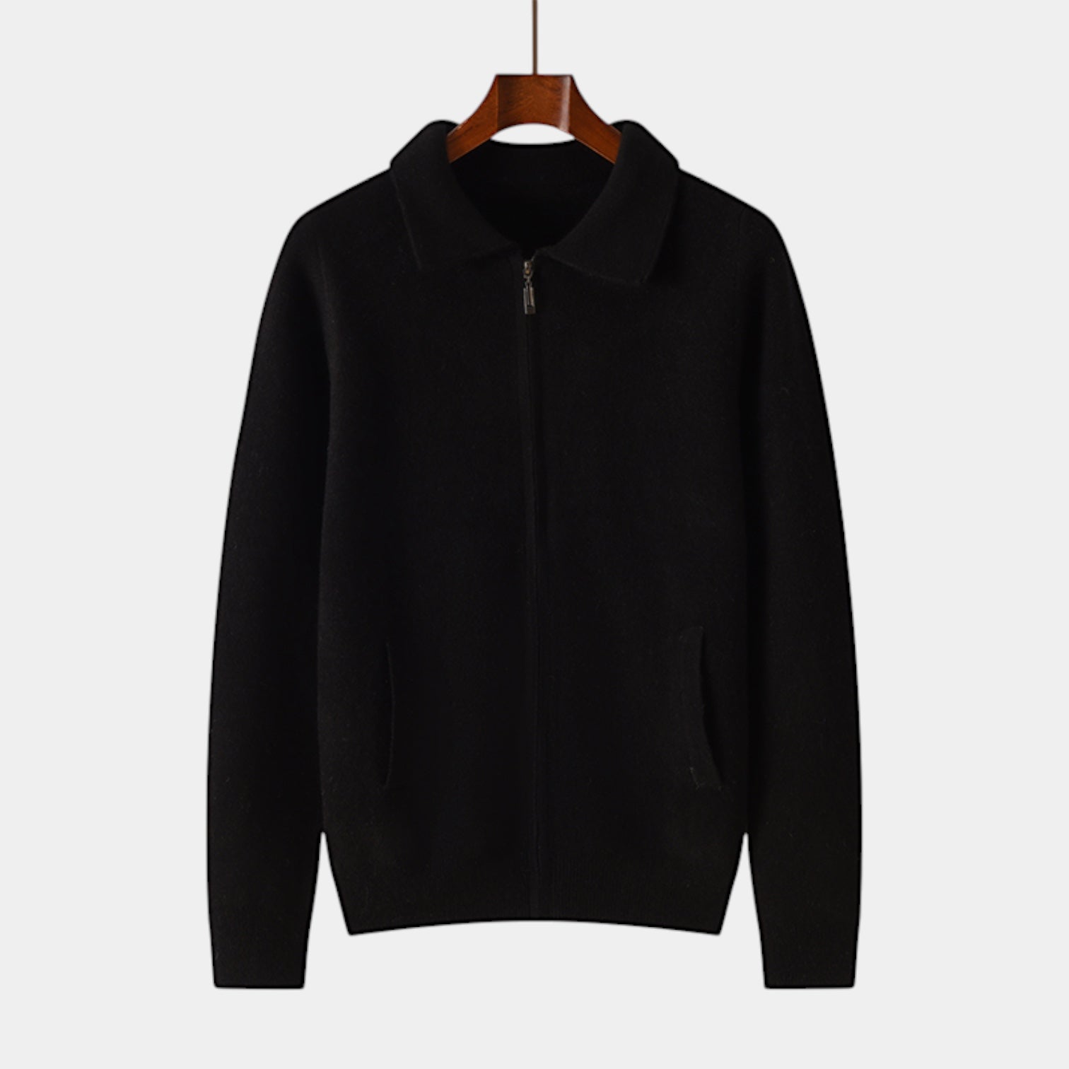 Noir | Men's Pure Cashmere Zipper - Cardigan-Noir-Noir