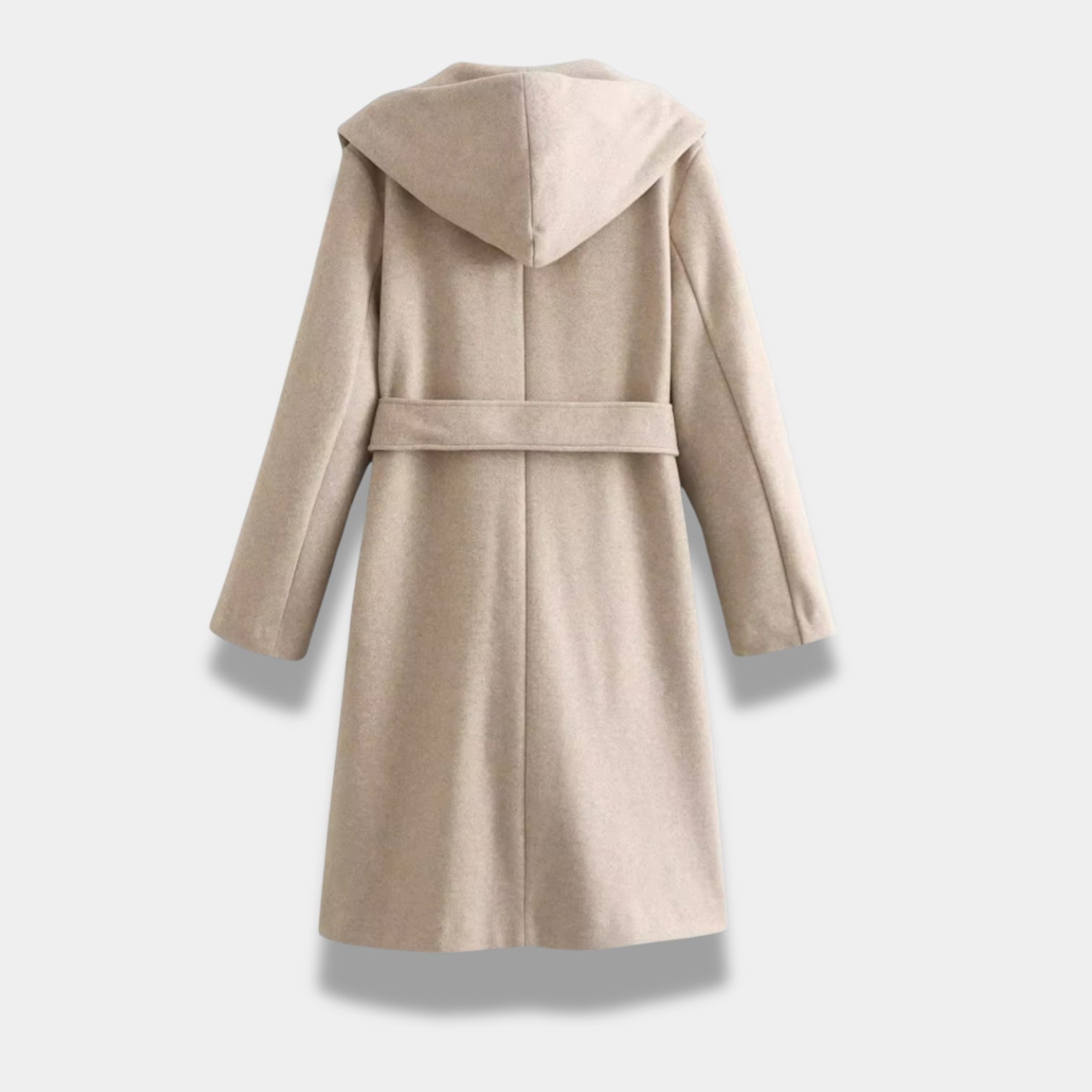 Noir | Women’s Hooded Long Coat - Belted-Jackets-Noir-Noir