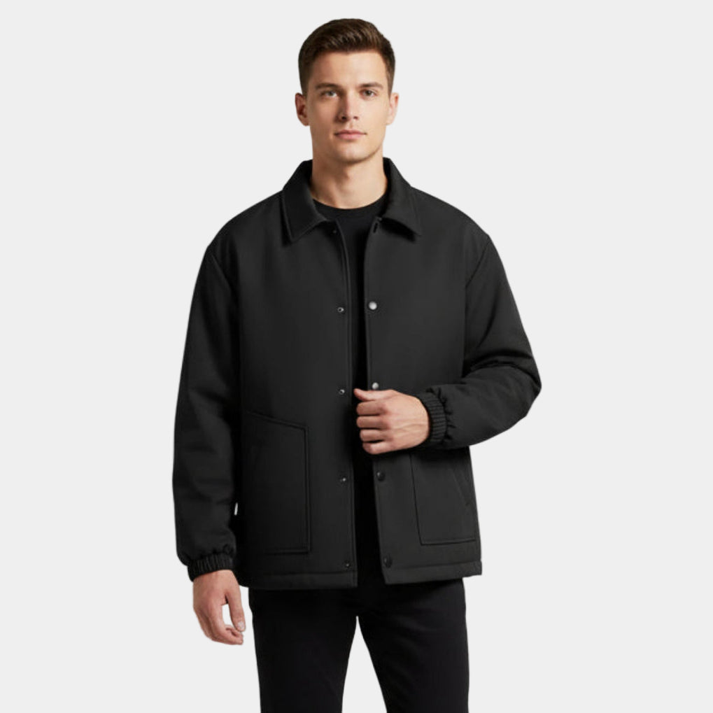 Men's Fleece Lined Harrington Jacket - Waterproof Twill Coat