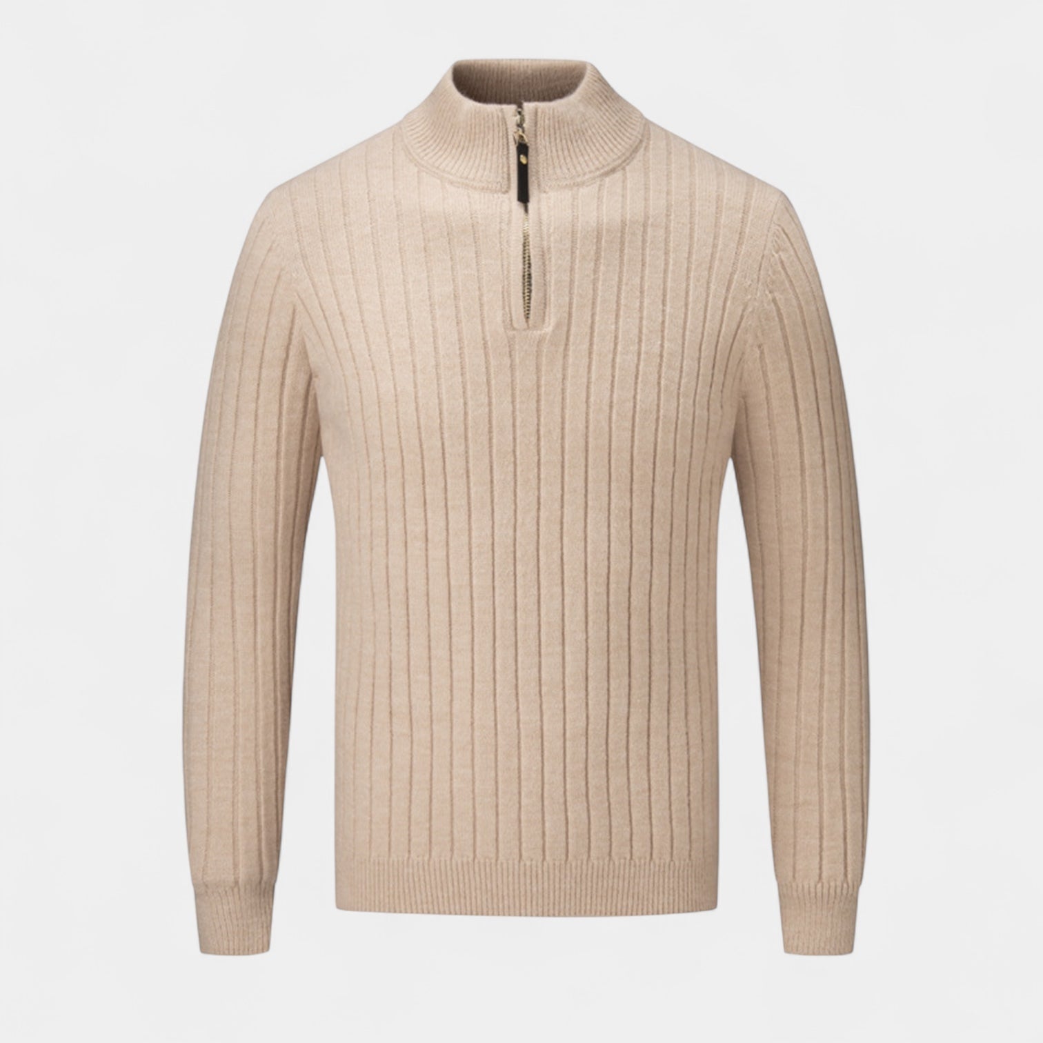 Noir | Men's Essential Woolen Quarter-Zip Jumper-Noir-Noir