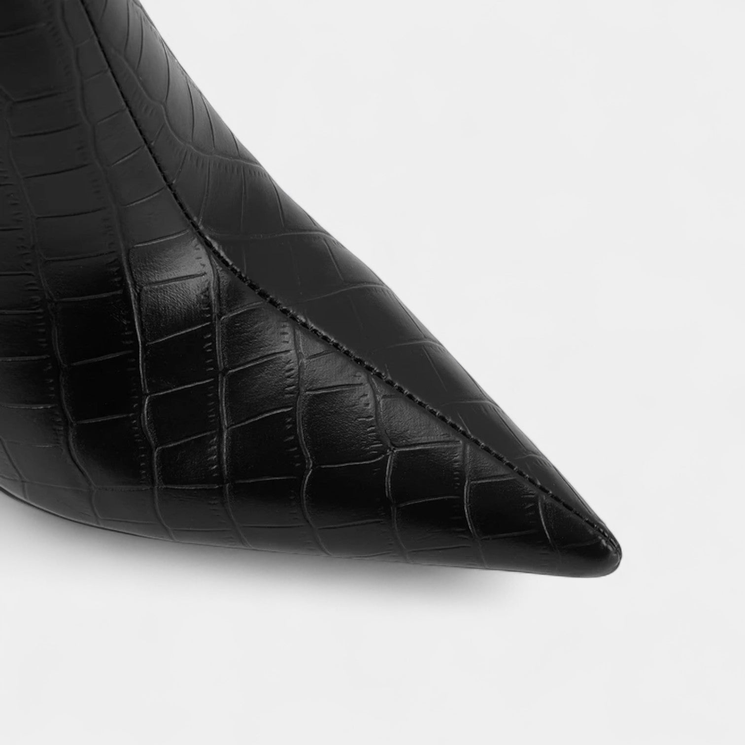 Noir | Vegan Leather Knee High Boots - High Heel