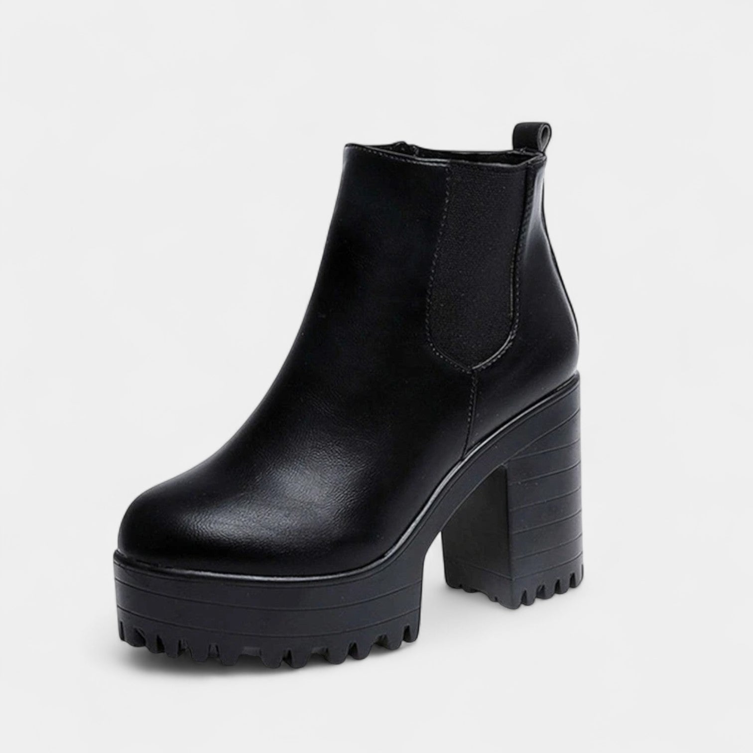 Noir | Women's Block Heel Ankle Boots-Boots-Noir-Noir