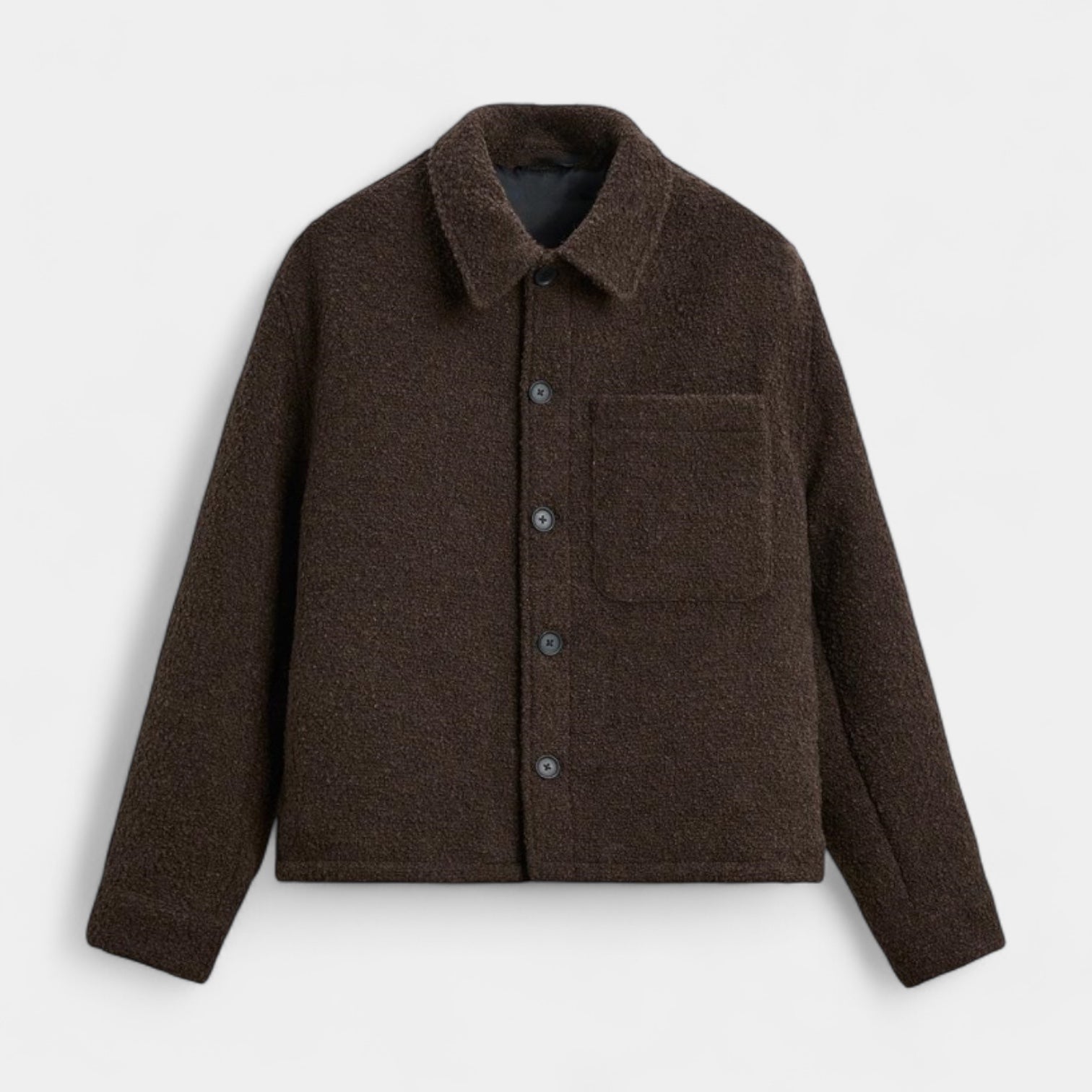 Noir | Men’s Textured Wool Overshirt-Noir-Noir
