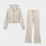 Noir | Women's Zip-Up Hoodie with Flared Joggers Set-Noir-Noir