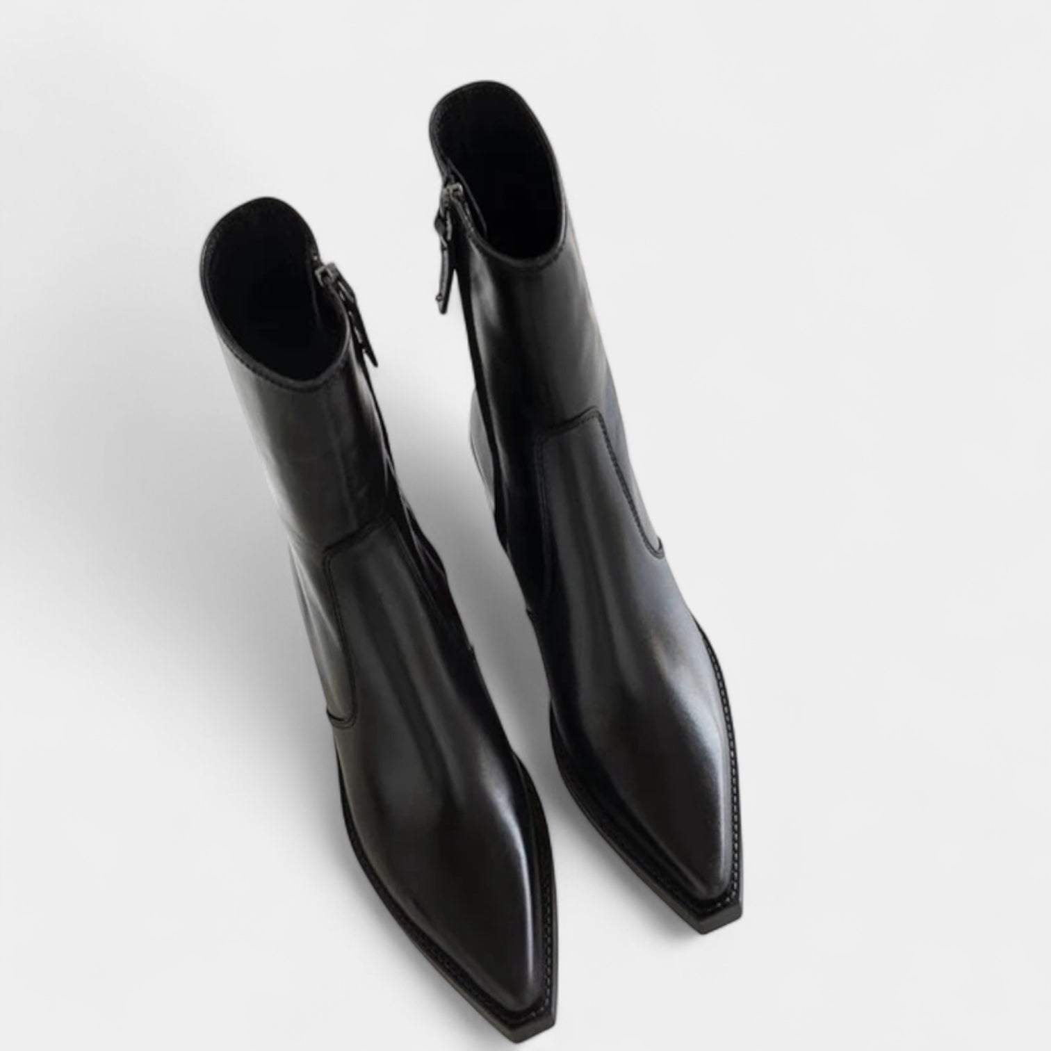 Noir | Women's Leather Ankleboots Side Zip-Noir-Noir