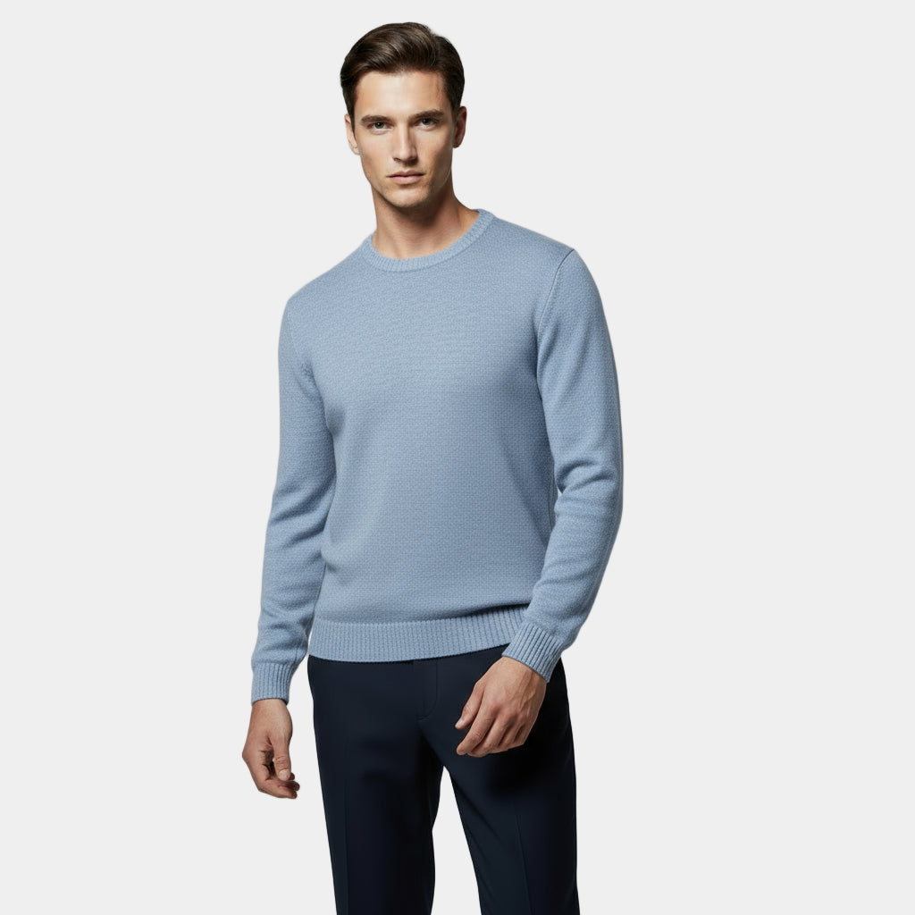 Men's Cotton Crew-Neck Sweater – Lightweight Fine-Knit Jumper