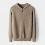 Noir | Men's Classic Cashmere Zip Cardigan - Hooded-Noir-Noir