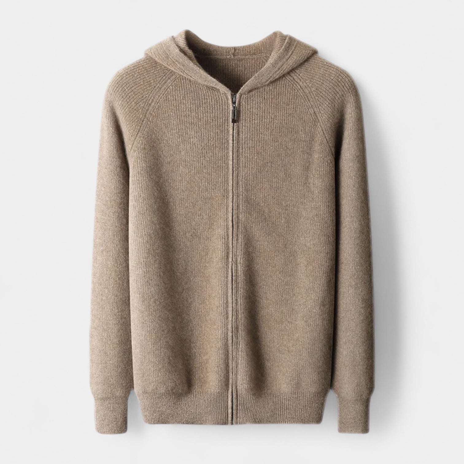Noir | Men's Classic Cashmere Zip Cardigan - Hooded-Noir-Noir