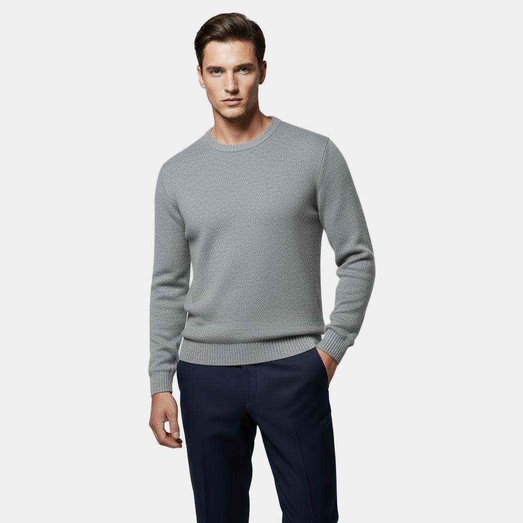 Men's Cotton Crew-Neck Sweater – Lightweight Fine-Knit Jumper