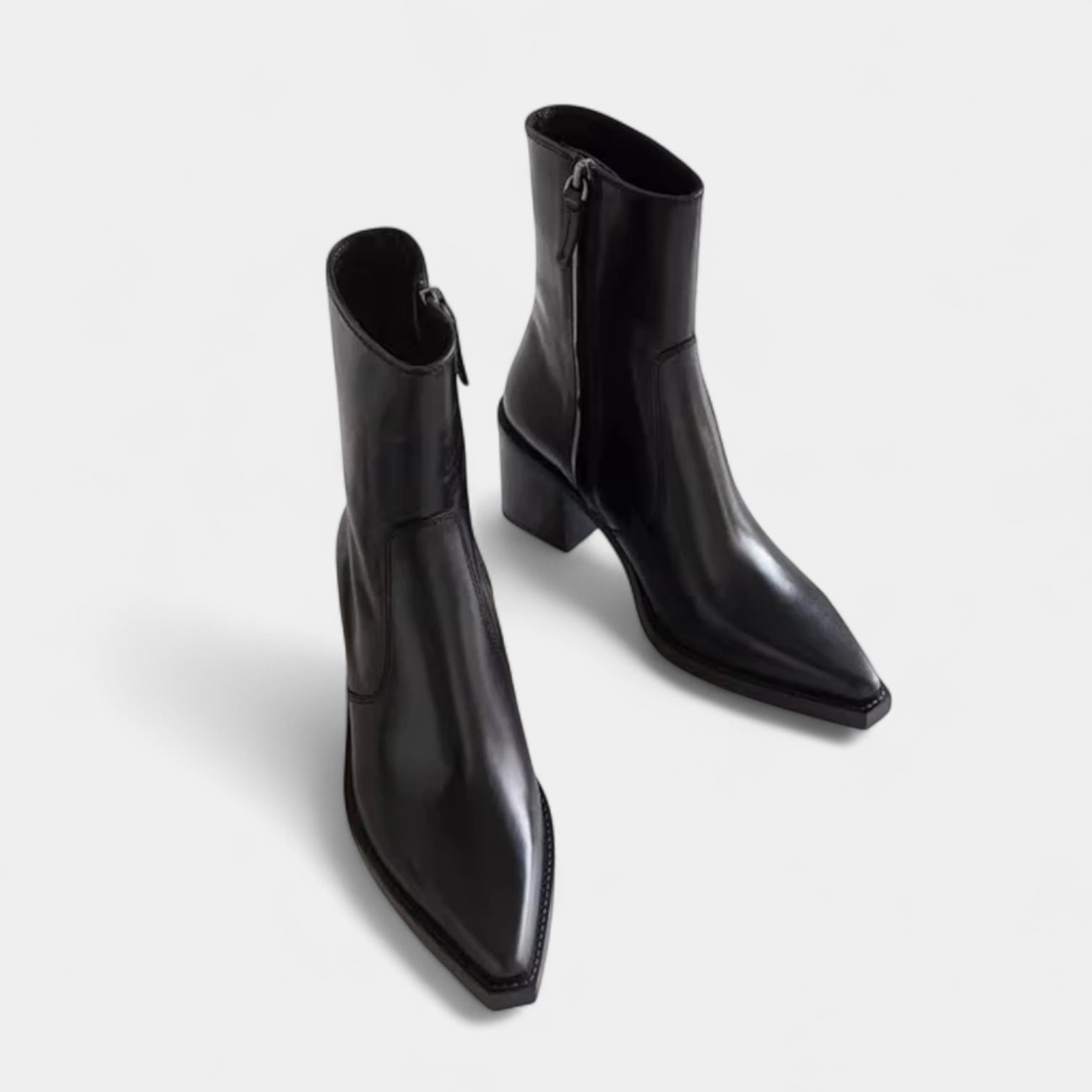Noir | Women's Leather Ankleboots Side Zip-Noir-Noir
